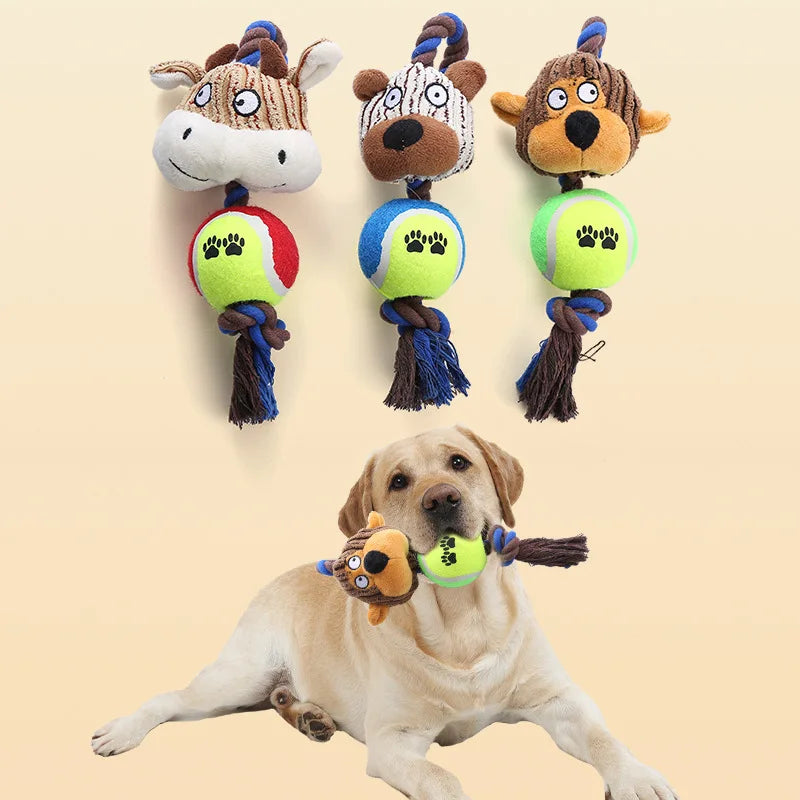 Wholesale Custom Pet Dog Toys Monkey Bear Rope Tennis Ball Luxury Durable Interactive Plush Squeaky Pet Dog Chew Toys for Dogs
