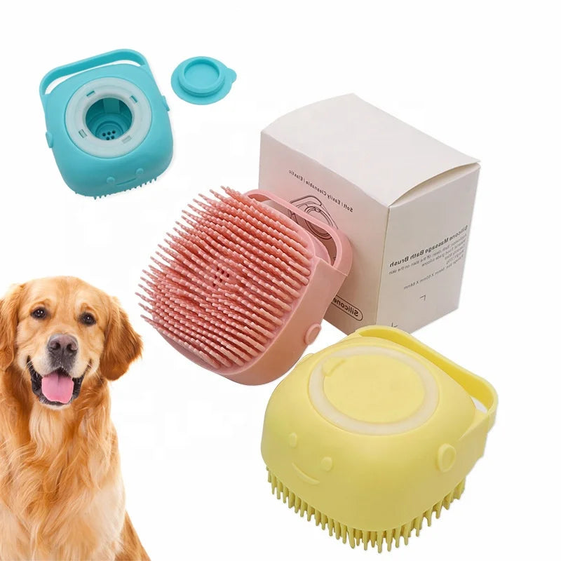 Hot Sale Portable Bathing Brush for Dogs and Cats Silicone Rubber Shower Massage Brush Cleaning Washing Pet Bath Tool