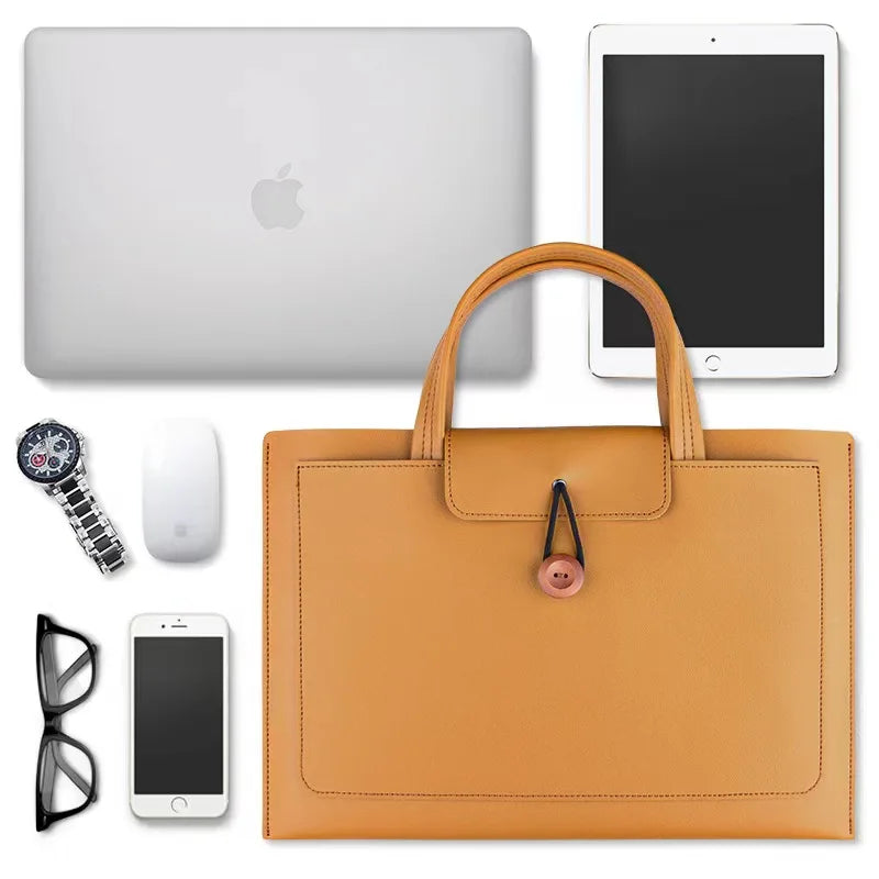 Stocked Slim PC Carrying Case for Notebooks PU Leather Laptop Tote Durable Computer Carrying Bag for Man Women