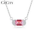 CZCITY Small Cute Girl a Morganite Pink Men Made Gemstone Sterling Silver Womens Necklace Wholesale