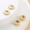 Waterproof Stainless Steel 18K Gold Plated Chunky Ear Cuff Hypoallergenic 3MM 6MM Thick Cc Ear Buckle Clip on Earrings YF3349