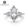 Wholesale 5 Carat CZ Cubic Zircon Ring 925 Sterling Silver Three Stone Marquise Cut Cryestal White Engagement Ring