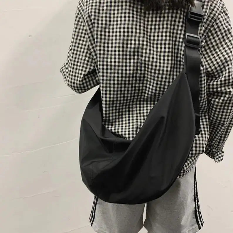 Nylon Half Moon Shoulder Bag Waterproof Light Crossbody Tote Large Casual School Bags DOM-ET087