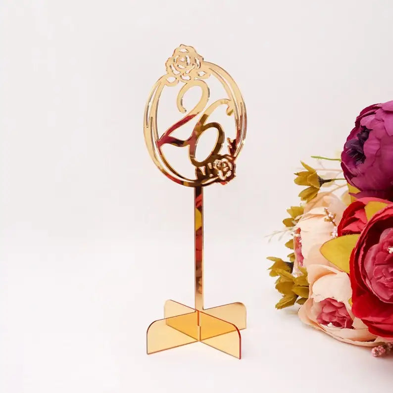 Gold Mirror Table Number Holder Wedding Decoration Stand  Centerpiece Acrylic Number Pate Reserved Seat