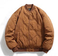 Winter Diamond Lattice Down Jacket Men's Retro Stand Collar Quilted Thickened Baseball Coat pilot Jacket
