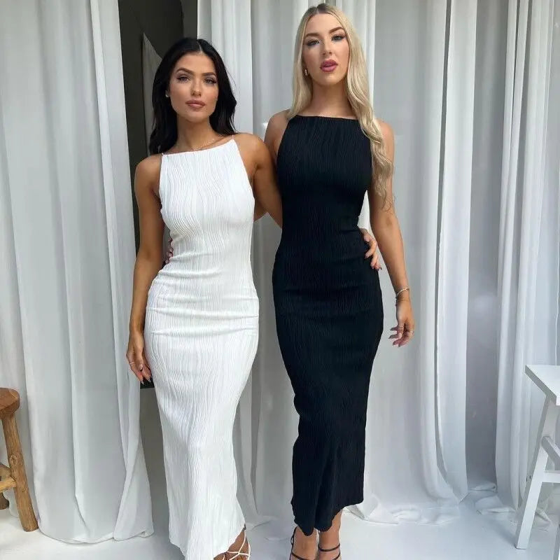 Women's Spaghetti Strap Long Dress Fashion Sleeveless Slim Fit Bodycon Dress Casual Party Dresses for Women Custom OEM/ODM