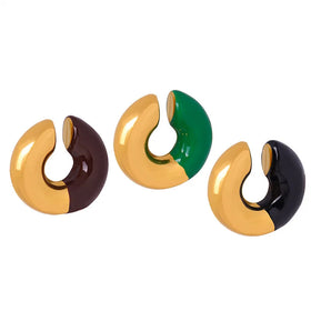 French Sweet Girl Elegant Titanium Steel Multi Color U-Shaped Ear Clip Earrings Adjustable Huggie Hoop Earrings for Ladies