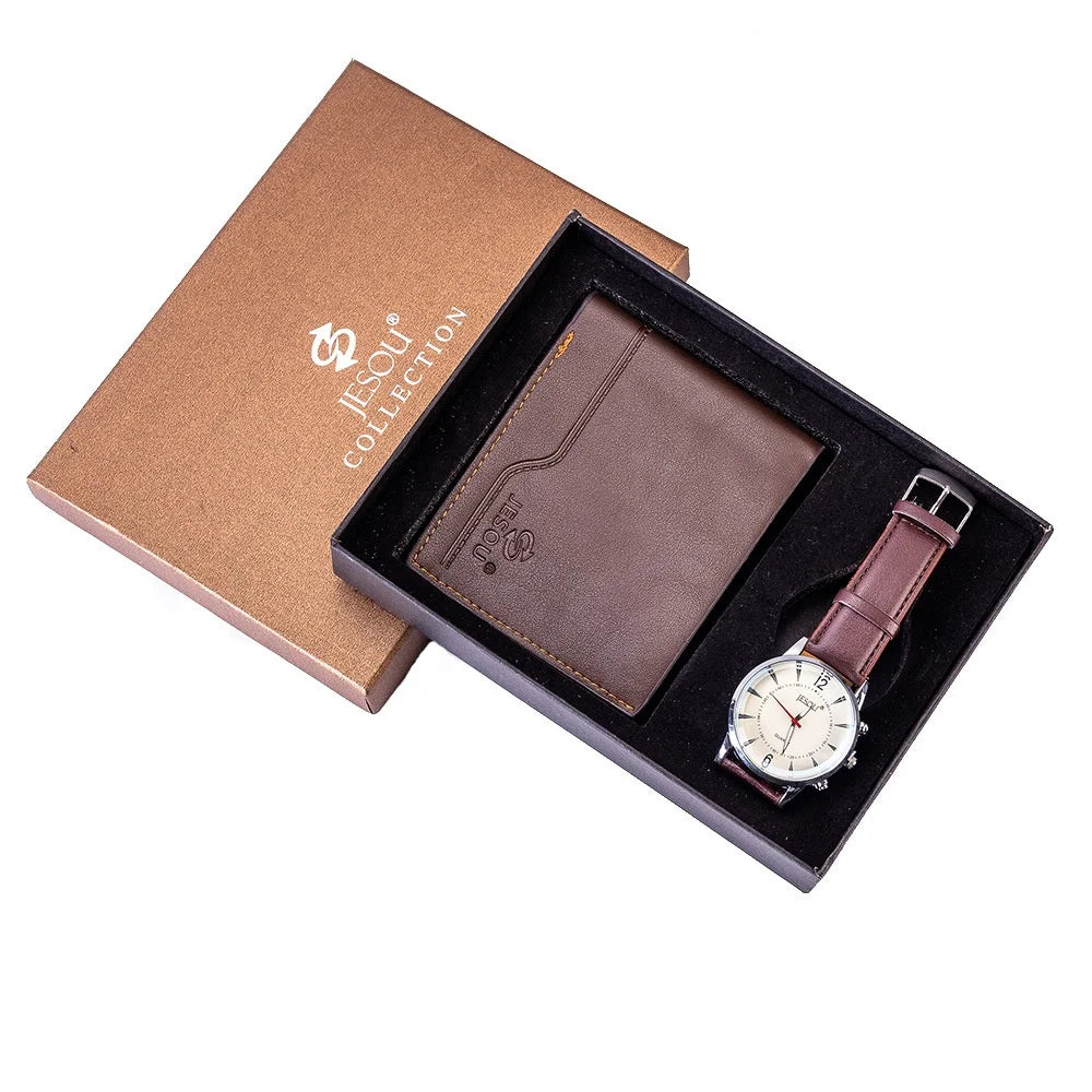 Men's Gift Set Exquisite Packaged Watch Wallet Set Creative Combination Money Card Holder Wallet for Men