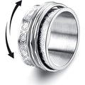 Hot Selling Anti Anxiety Ring 11mm Butterfly Stainless Steel Rings Rotating Daisy Flower Spinner Fidget Rings for Women