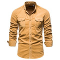 New Single Breasted Cotton Mens Shirt Business Casual Fashion Solid Color Corduroy Men Shirts Autumn Slim Shirt for Men