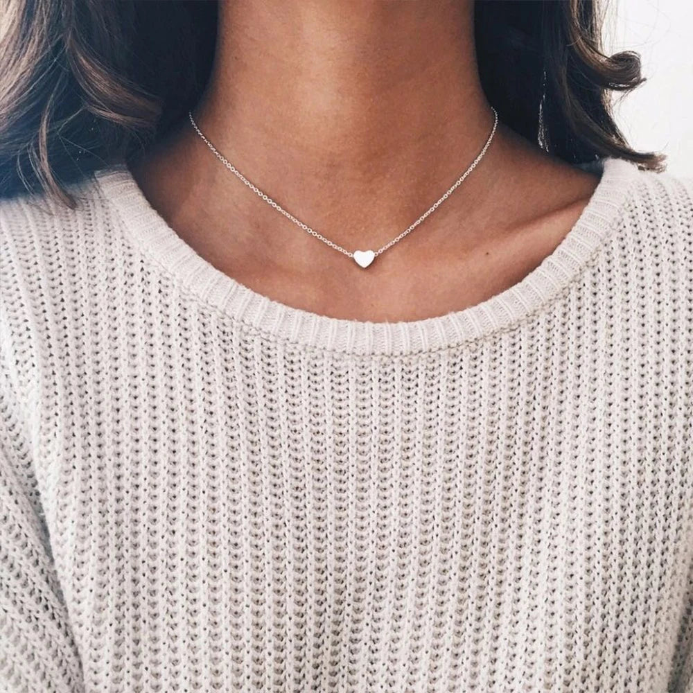 EManco Fashion love Necklace Lady Stainless Steel Heart Short Collarbone Chain Choker Chain Wholesale Accessories Wholesale