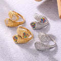 Women's Fashion 18K Stainless Steel Rings Waterproof Colourful Zircon Double Heart Cut Parties Engagements Plating Jewelry