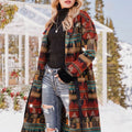 2026 Vintage Fall Winter Aztec Indigenous Clothing Ladies Double Side Printed Lapel Collar Long Coats Cardigan With Belt
