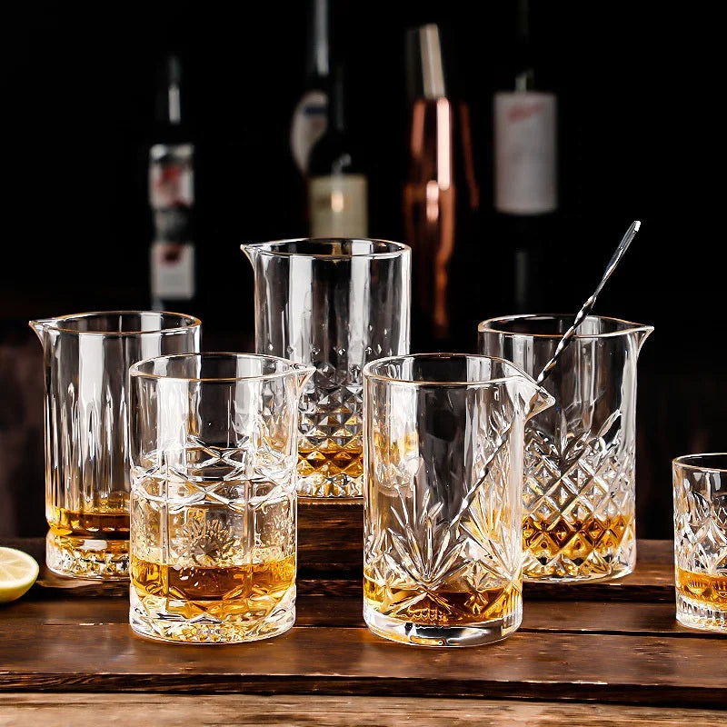 Bar Embossed Old Fashioned Whiskey Glasses Tumbler Seamless 24OZ Crystal Glass Engraving Vintage Rounded Cocktail Mixing Glass