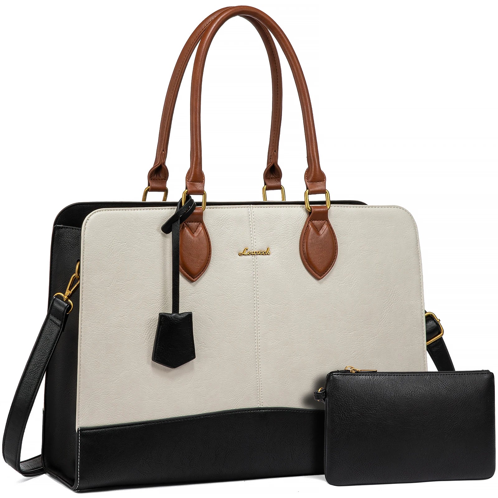 LOVEVOOK Women's 15.6 17 Inch Waterproof PU Leather Laptop Tote Large Briefcase Handbag for Office Work Business Ladies' Style