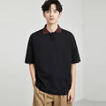 Men's Summer Casual White T-Shirt Contrast Color Short- & Half-Sleeved for Polo High-End Style Top with Simple Solid Pattern