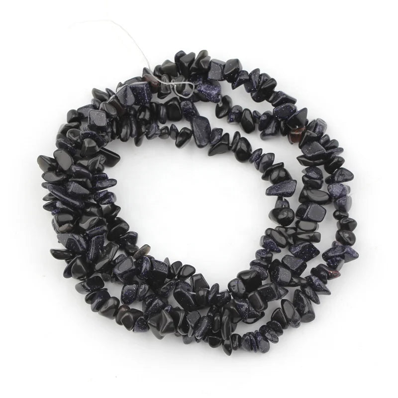 Hot Sale Blue Sandstone Gravel Quartz Crystal Sand Rock Healing Chips Loose Beads 33"