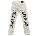 DENIMGUYS Cheap Jeans Pants Men Streetwear Distressing Embroidery Skinny Distress Denim Trousers