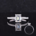 Starsgem Engagement 14k Gold 6X8mm Emerald Cut D Moissanite Jewellery Diamond Ring with Pave Band