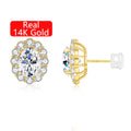 Quality Jewelry Supplier Women's Holiday Gift Halo Petal Design Stud Earrings 1.5ct Oval Moissanite Classic Claw Setting 14K