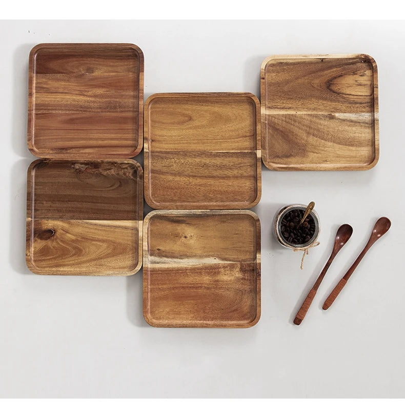 Newell Best Square Wooden Divided Food Serving Tray & Plate Dish with Customizable Design for Home Restaurant Party Use