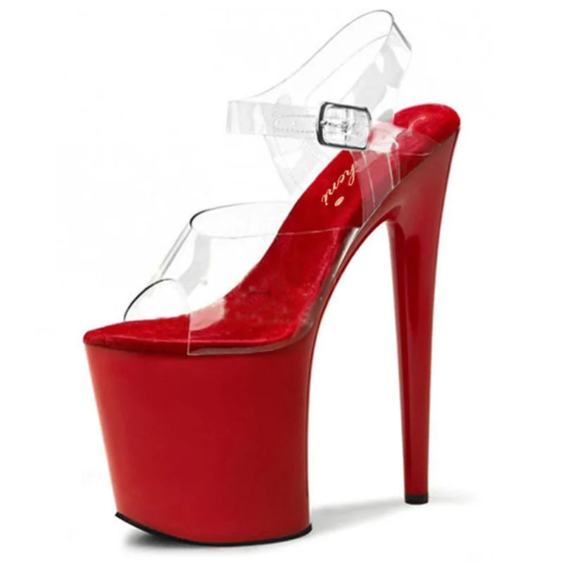 Transparent Crystal ultra Thin Heels Fashion Sandals 20cm High-heeled Shoes 8 Inch Lady Fashion Crystal Shoes