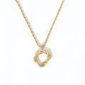 18K PVD Plated No Fade Dainty Fashion Minimalist Weave Rope Circle Pendant Stainless Steel Necklace for Women