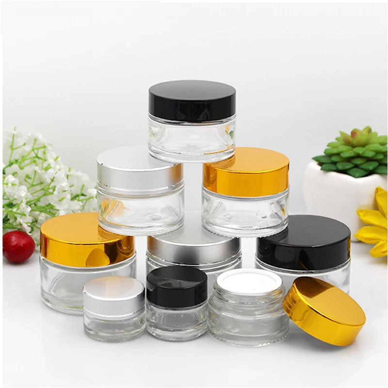 5g 10g 20g 30g 50g Empty Transparent Glass Jar Containers Cosmetic Cream Lotion Powder Bottles Pots Travel Ointment Box