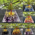 Natural Stone Immortal Tree Tower Olivine Gem Resin Pyramid Crafts Crystal Gravel Tree Pyramid for Home Decoration