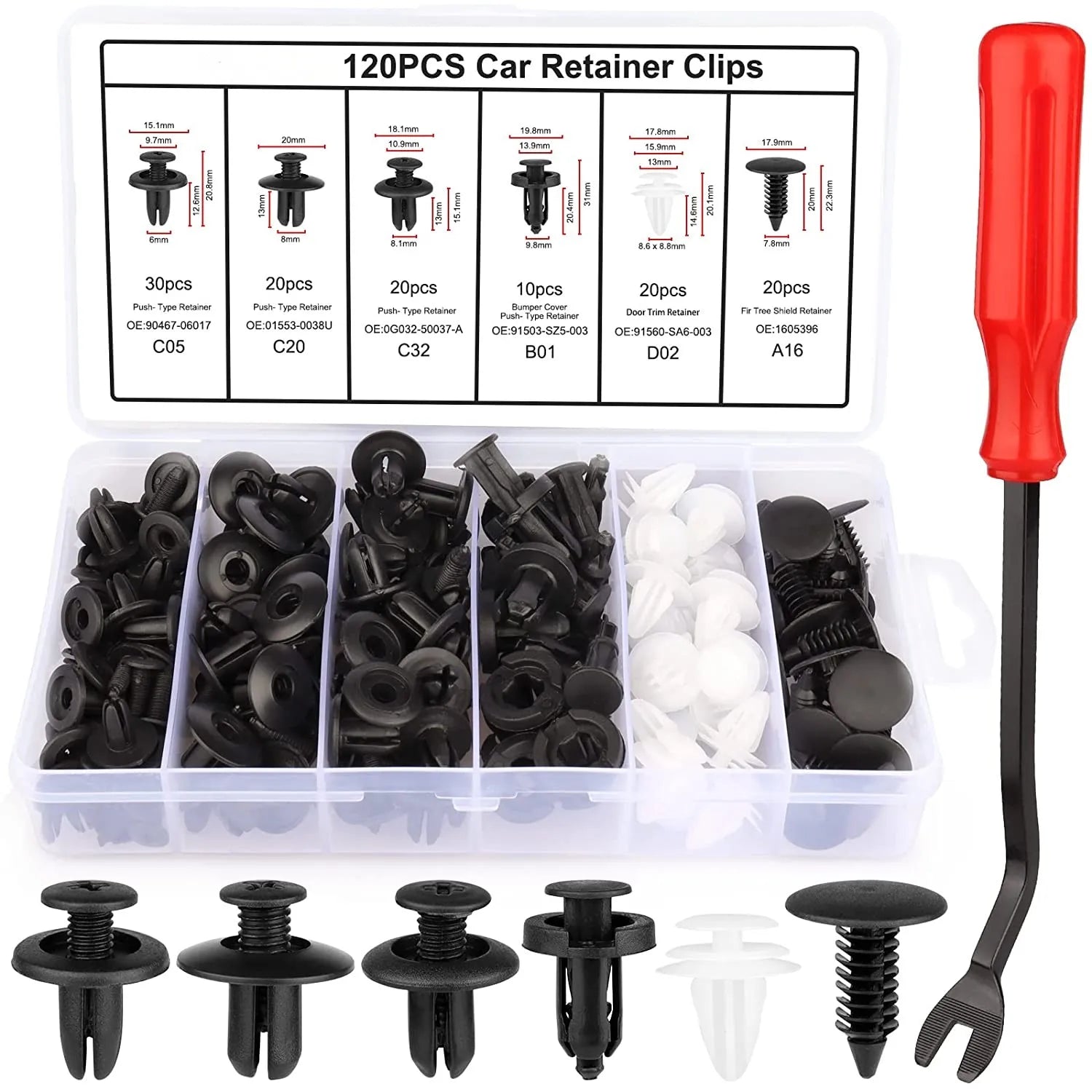 120PCS Car Clips Plastic Rivets