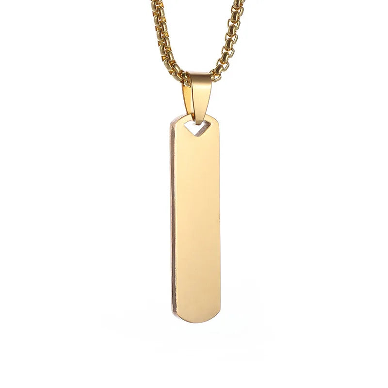 Stainless Steel Gold Plated Jewelry Simple Pendant Rectangle Necklace Gold Stainless Steel Choker Necklace Jewelry Dropshipping