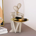 Modern Abstract Resin Figure Couple Embracing Sculpture Tray Storage Ornaments Wedding Gift Figure Sculpture Home Decor