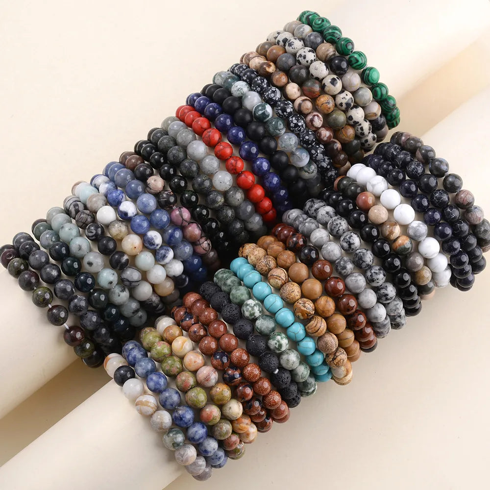 Natural Gem Semi Precious Reiki Healing Crystals Handmade Bracelet 8mm Round Beads Stretch Bracelet