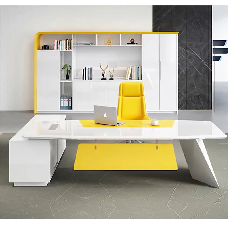 2024 Modern Simple Style MDF Material L Shape boss Ceo Office Desk Executive Desk