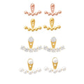 SC 2022 New Design Front Back Detachable Beads Stud Earrings Fashion Gold Stainless Steel Diamond Pearl Seed Bead Earrings Women