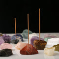 Various of Natural Stones Crystal Incense Holder Raw Rough Rose Quartz Amehyst Cluster Antique Incense Stick Holder