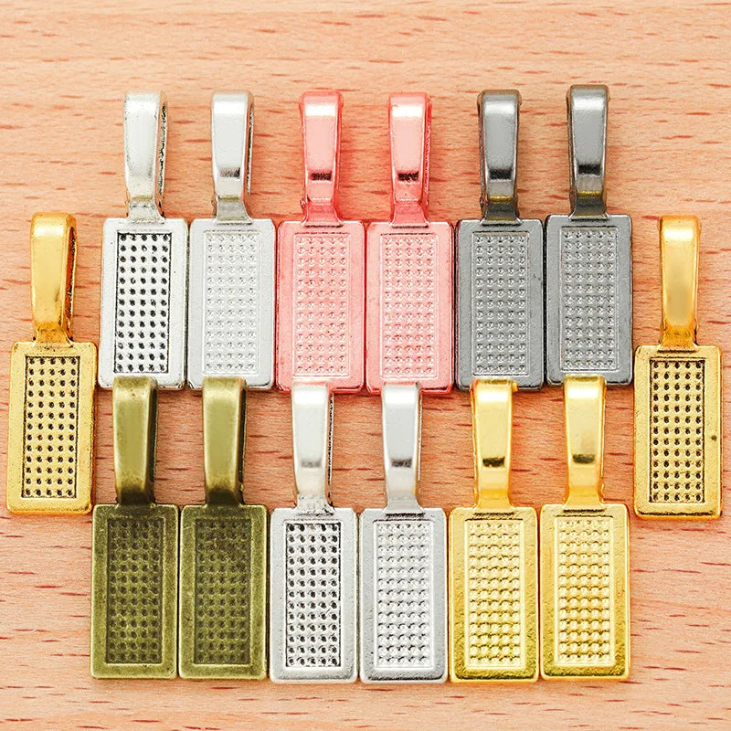 DIY Jewelry Finding Making Unisex Glue-On Flat Pad Bails Gold and Silver Plated Made of Alloy for Children's Jewelry