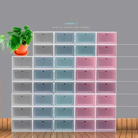 Modern Design Bedroom Foldable Clear Drawer Case Shoes Storage Box Plastic Stackable Shoe Organizer