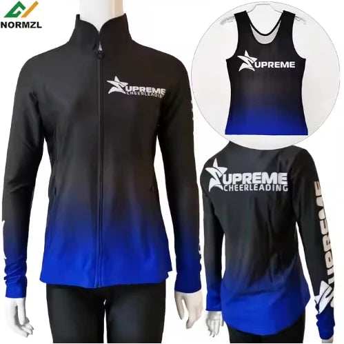 Latest Design Sublimation Majorette Warm up Cheerleading Jacket Tank Top Custom Sport Tracksuit Warmups for Cheer and Dance
