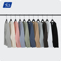 YLS 2021 Brand New Streetwear Knitted 100% Cotton Men Full Sleeve T-Shirt Pure Color Oversize Custom Private Label Blank High