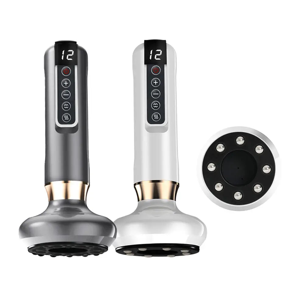 Slimming Guasha Massage Vacuum Electric Cupping Black Bianstone Resonance Massager With 12-stage Heating and Suction