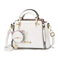 Hot New Luxury Casual Single Shoulder Women's Bag Solid Colour PU Ladies Handbag Cute Crossbody Cat Pattern Portable Casual Tote