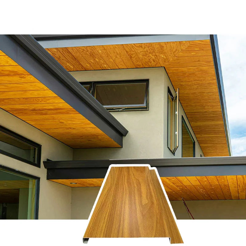 Soffit Ceilling Metal Material Wood Grain Look Like Teak Aluminum Soffit Metallic Panel for Exterior