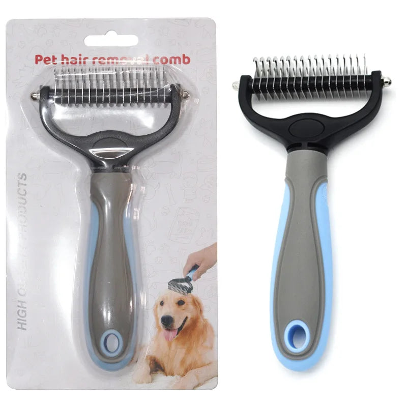 Pet Dog Grooming Brush Double Sided Shedding and Dematting Rake Comb for Dogs and Cats Dog Hair Brush Comb