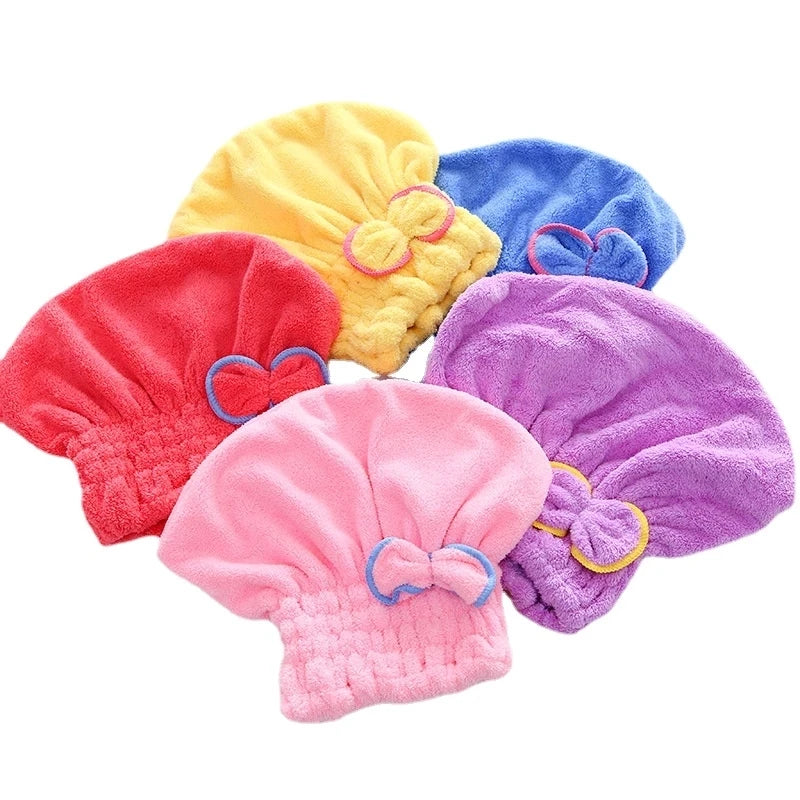 Microfibre Bowknot Wrap Towel Quick Hair Drying Bath Towels Spa Bowknot Wrap Towel Hat Cap for Bath Bathroom Accessories