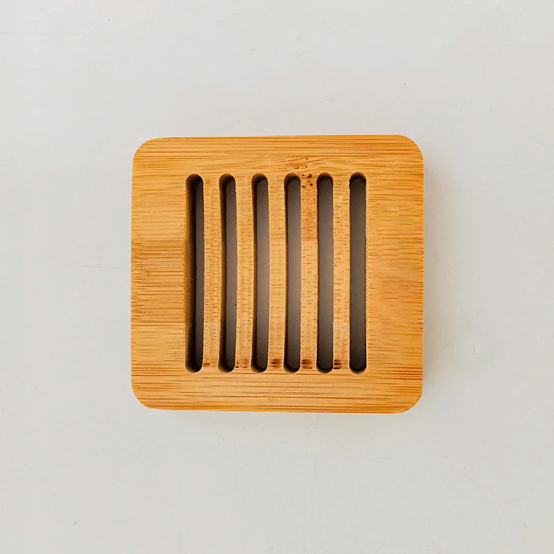 Rustic Bamboo Rectangle Soap Dish and Tray Handcrafted Elegance Reusable Eco-Friendly Two-piece Soap Holder