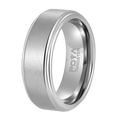 POYA 8mm Tungsten Wedding Band for Men & Women Silver Plated with Stepped Edges Fashion Jewelry Ring