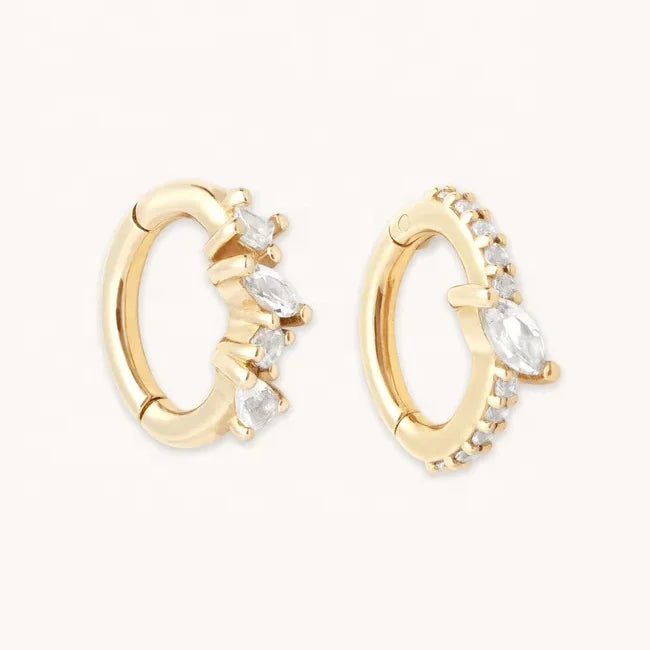 LOZRUNVE 925 Sterling Silver Delicate Crystal Piercing Hoop Earring Body Jewelry 18k Gold Plated
