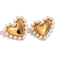 Hot Selling 18K Gold PlatedJewelry Stainless Steel Earrings Pearl Heart Stud Earrings Fashion Jewelry Gift for Women