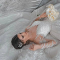 2023 New Hot White Wedding Dress White Lace Pearl Sequin Design Wedding Dress Can Be Customized